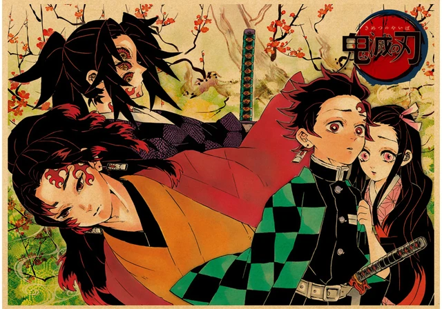 Filme em quadrinhos japonês Demon Slayer Mugen Train Anime Poster Kimetsu  no Yaiba : Mugen Ressha-galinha Arte Pintura Adesivos de parede - AliExpress