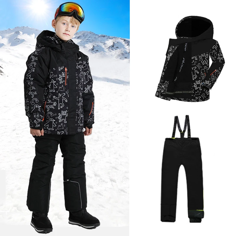 Boys Girls Skiing Suit Winter Outdoor Warm Windproof Children Ski