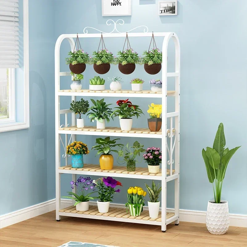 Tiered Metal Plant Shelf Floor Hanging Flower Plant Shelf Furniture