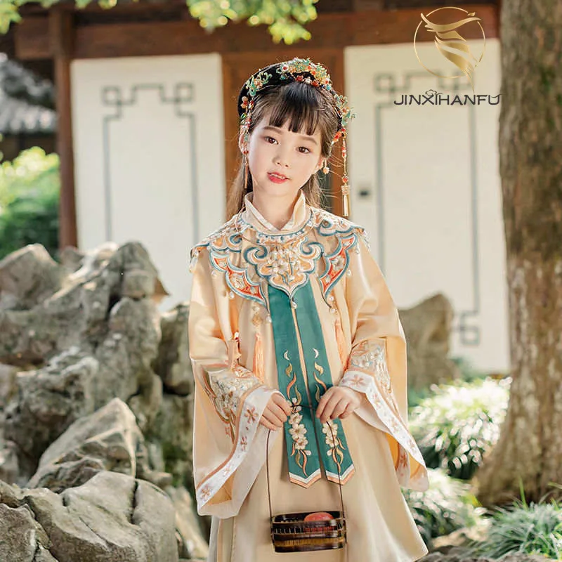 JINXI HANFU Original Design Kids Hanfu Girl Luxury Of Ancient TV Series Art Photography Stage Show Fairy Clothing Children jinxi hanfu original design kids hanfu girl luxury of ancient tv series art photography stage show fairy clothing children