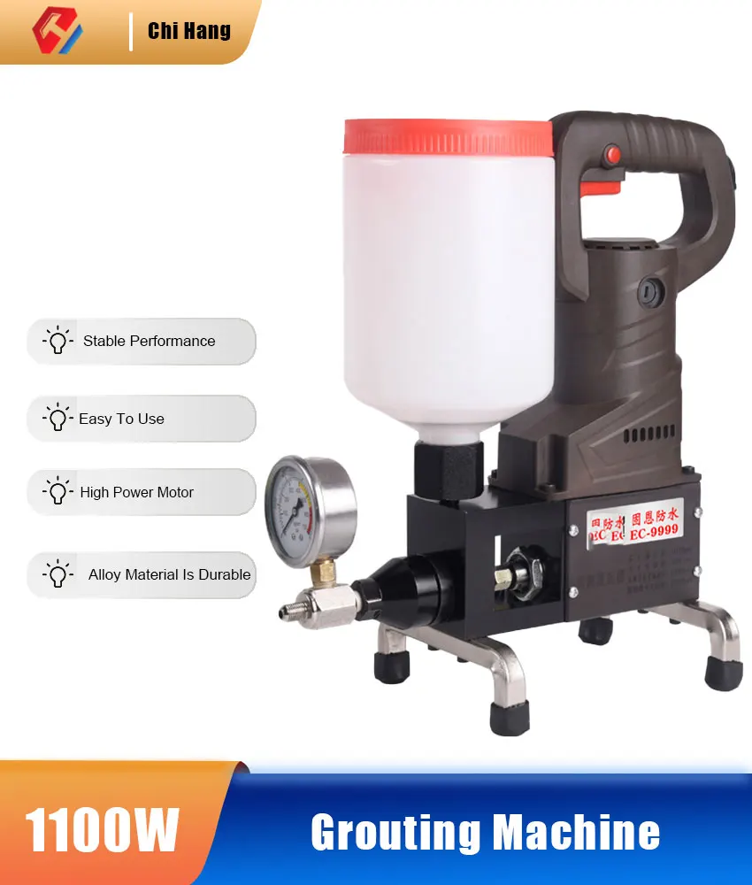 

EC-9999 High Pressure Epoxy Grouting Machine 220V/1100W Epoxy/Polyurethane Foam Injection Pump Crack Repair and Plugging Machine