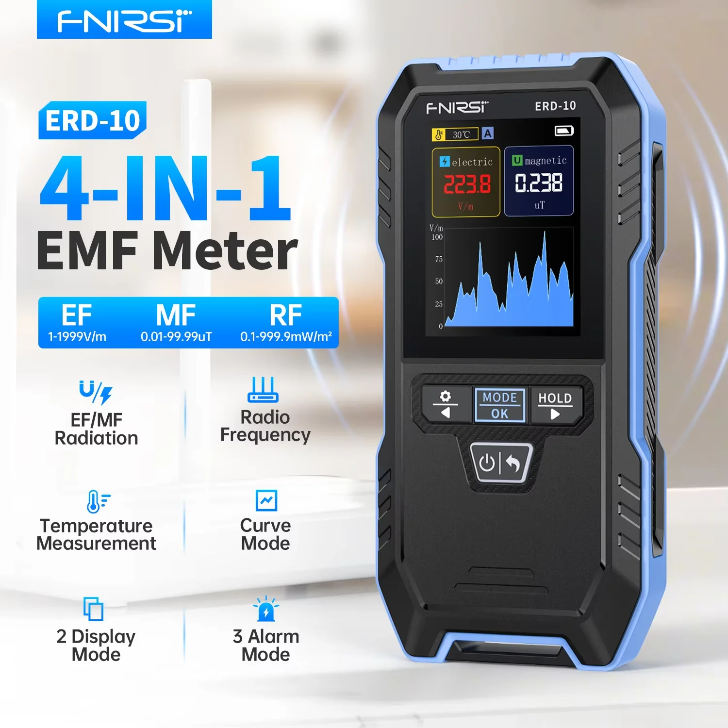 FNIRSI ERD-10 EMF 미터 방사선 감지기 RF 테스터 가전제품 전자파 분석기 전자기장 분석기 (가정용 전자레인지, 와이파이, 건강 안전용)