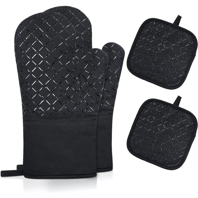 New Oven Mitts Pot Holders Sets 4pcs, 500°f High Heat Resistant