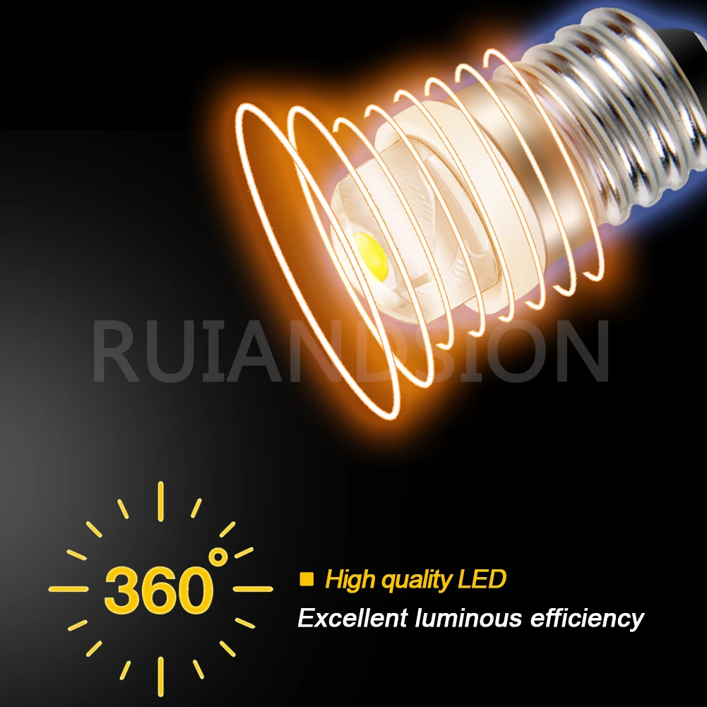 2개 LED 표시등 E10 0.5W DC 3V 4.5V 6V 12V 18V 24V 110V 220V 경고 신호 전구 기기 램프 따뜻한 백색