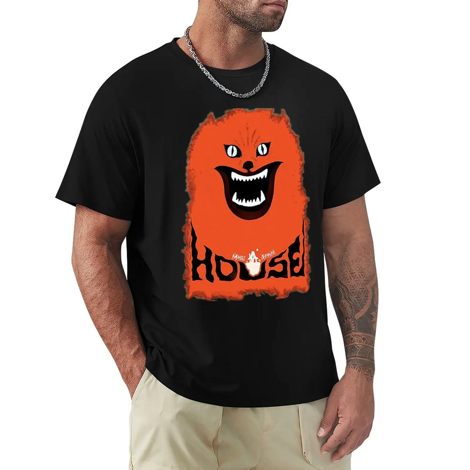 

House (hausu) - Logo T-Shirt customs hippie clothes black t-shirts for men