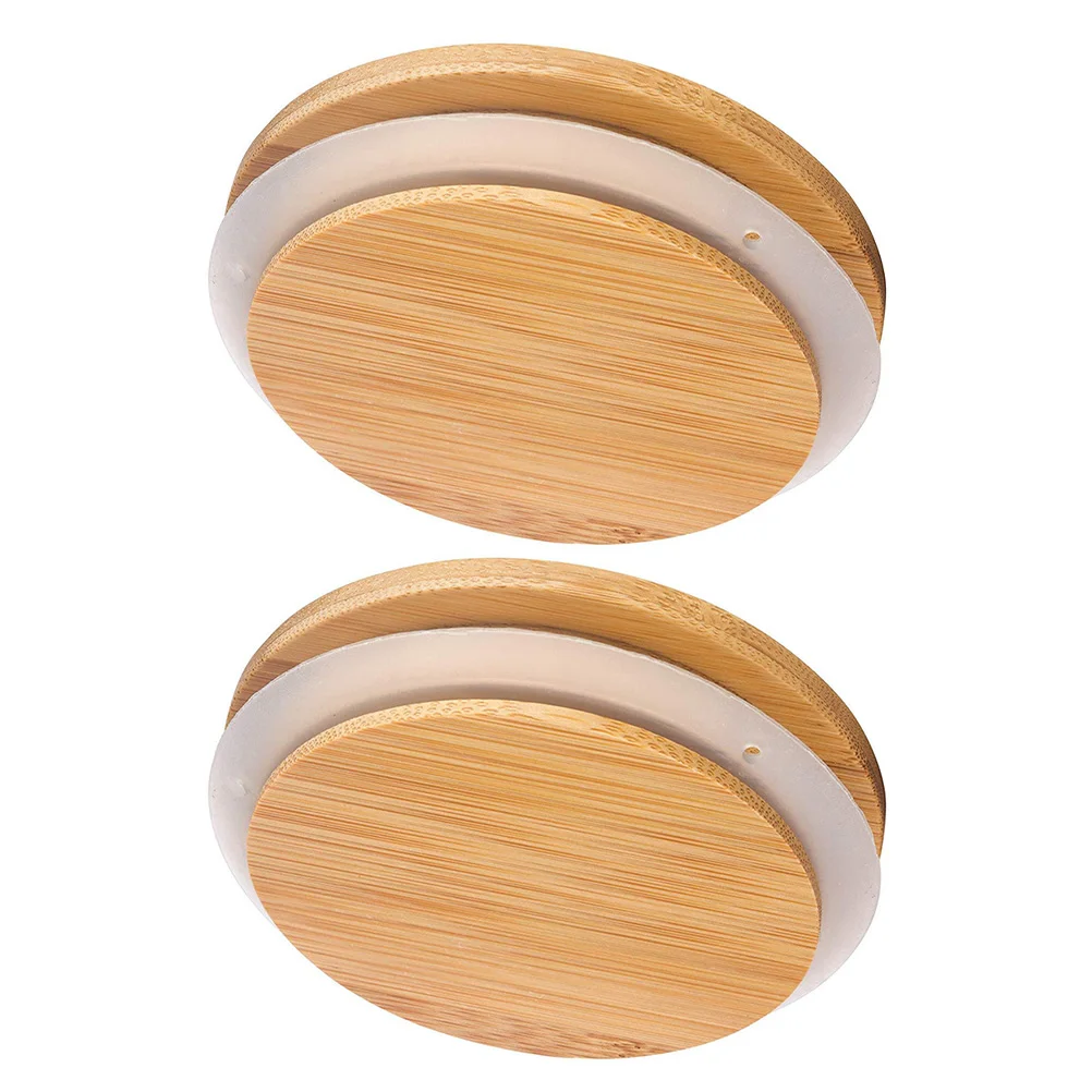 

2 Pcs Flexible Bamboo and Wood Sealing Cover Cutting Board Kerr Canning Lids Cereal Holder Sealer