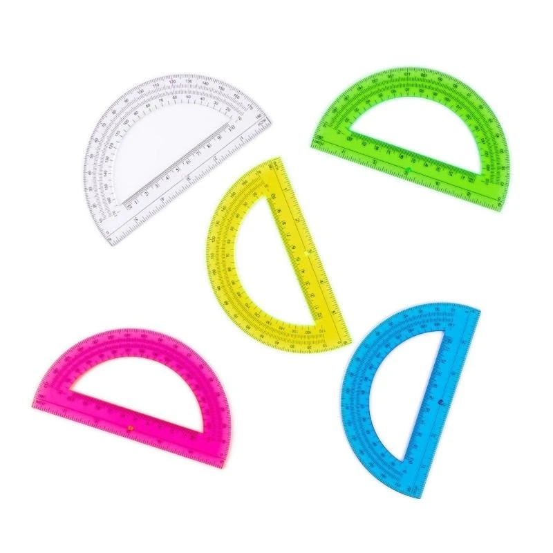 5Pcs 180도 플라스틱 각도기 6인치 각도기 학교 사무실 공급 K92C