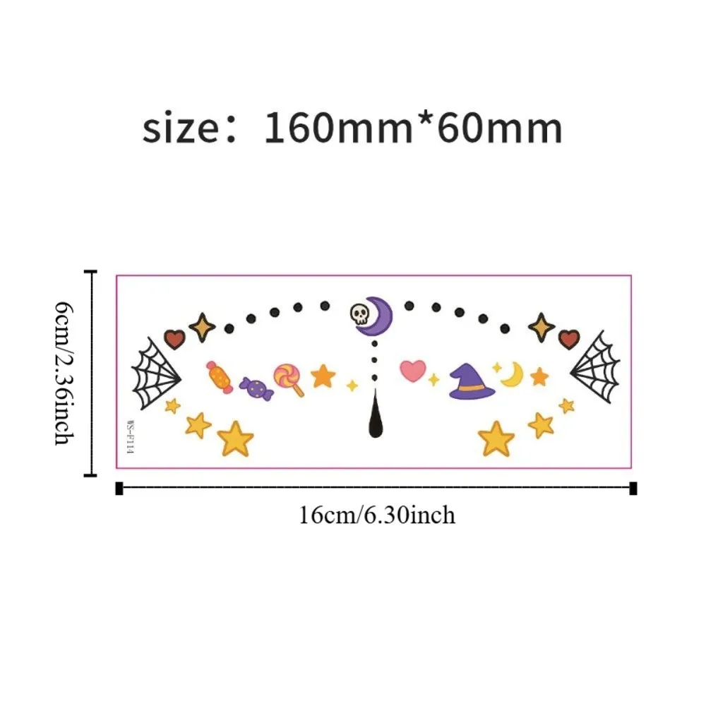Disposable Halloween Face Tattoo Portable Long-acting Cheek Temporary Stickers Transparent Terrifying Bat Face Stickers Kids