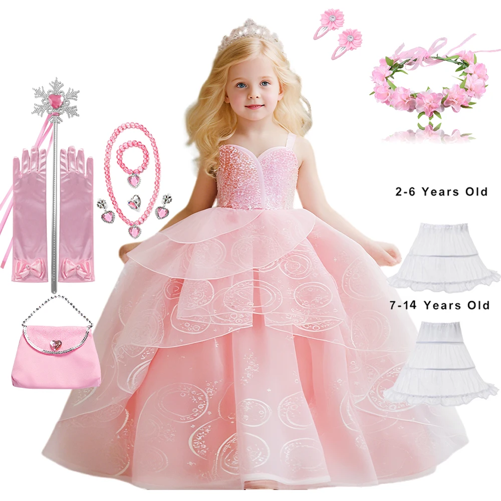 Children Pink Witch Dress Wicked Glinda Elphaba Cosplay Costume Dress Child Girls Halloween Costume Good Witch Princess Dresses S6470f25bbc4d467592867d2d7cf99af0O
