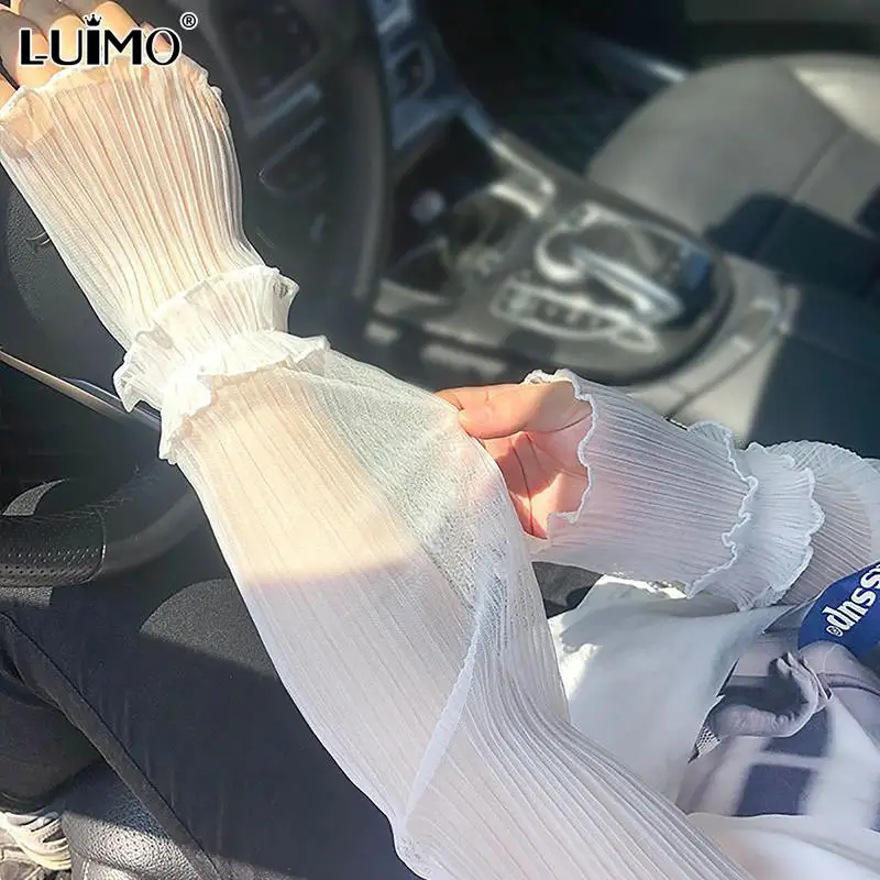 

Summer Long Fingerless Gloves Women Sun Protection Sleeves Gloves Lady Thin Lace Mesh Arm Sleeve Sunscreen Uv Breathable Mittens