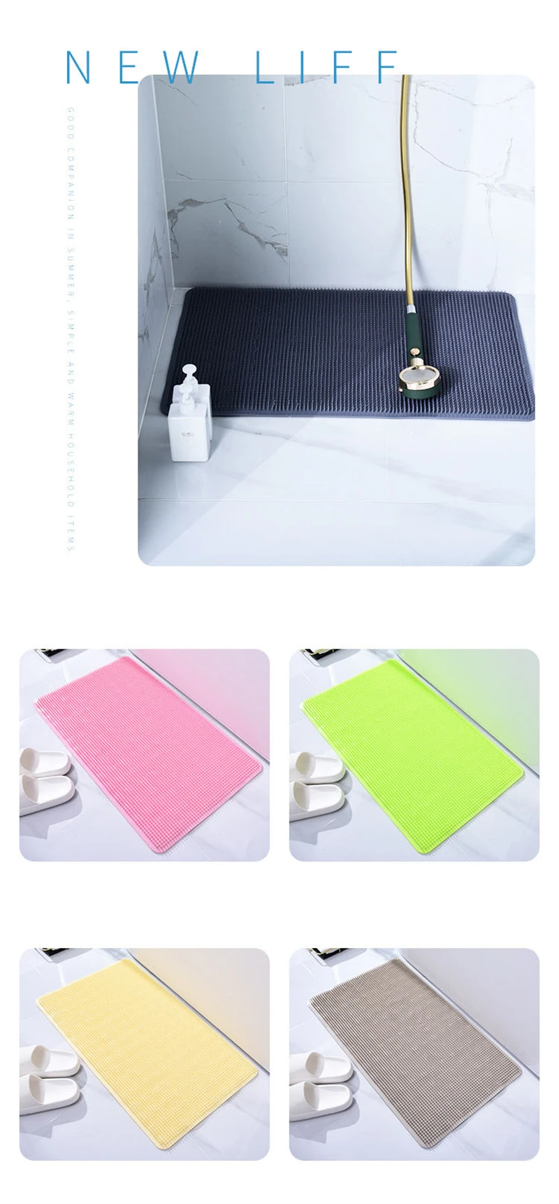 Bath Mats For Bathroom Floor Washable Pvc Shower Mat Antifatigue Massage Floor Mats With Suction Cups Non-Slip For Tub Shower And Bath Room 44X70 Cm 21 Bath Mats For Bathroom Floor Washable Pvc Shower Mat Antifatigue Massage Floor Mats With Suction Cups Non-Slip For Tub Shower And Bath Room 44X70 Cm