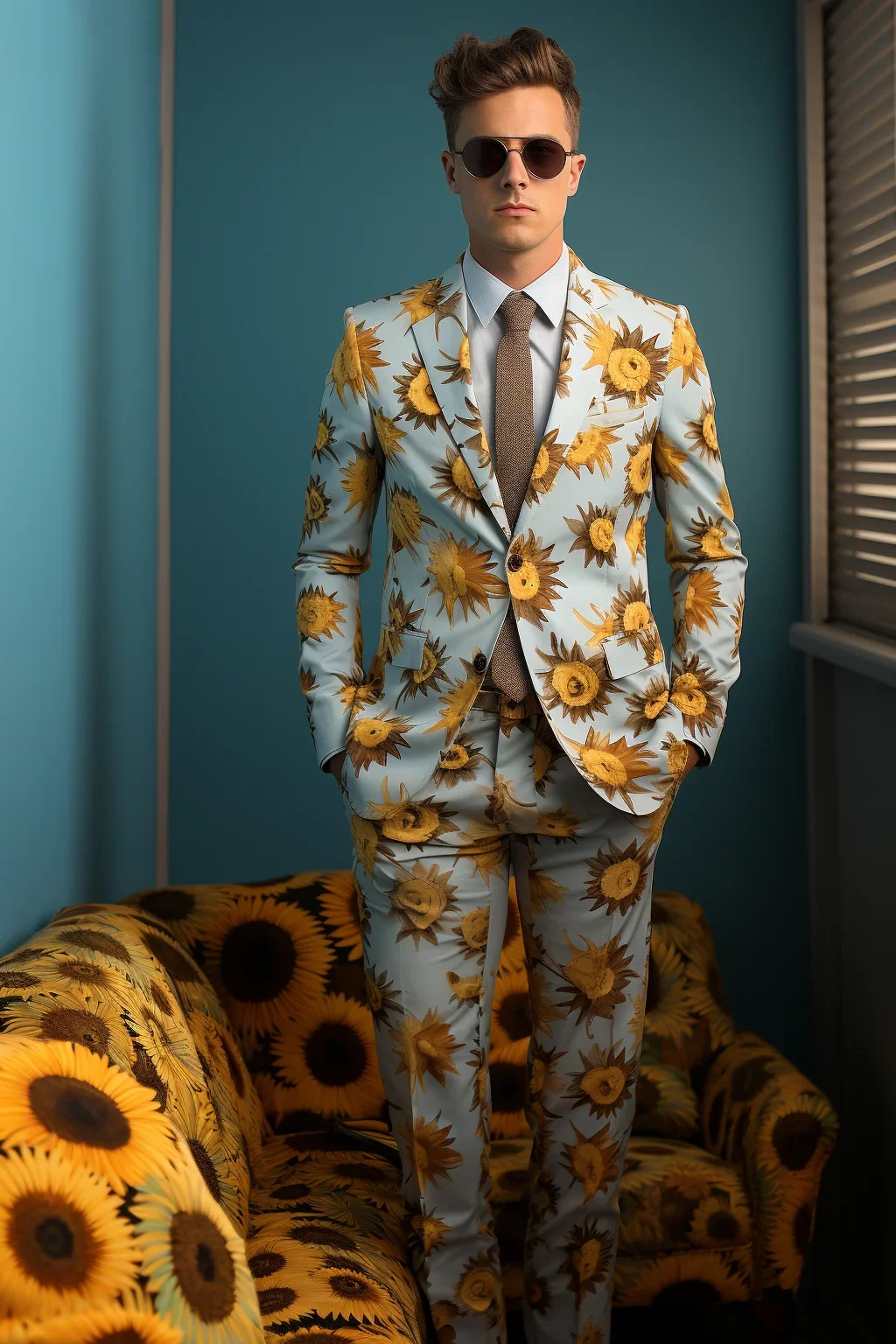 Floral Jacquard Tailored Men's Suit Men's 3D Digital Printing Suits Cos Party Stage Nightclub Shiny Cool Performance Set
