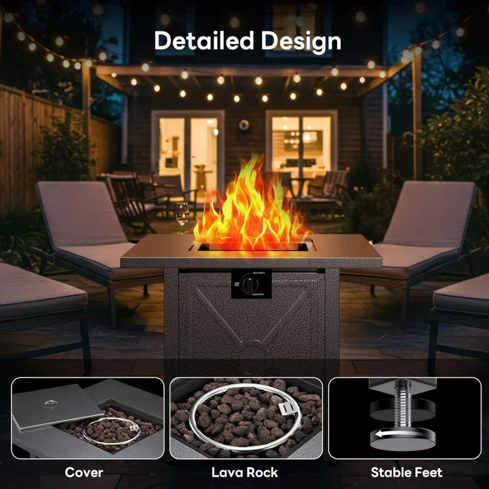 28" Square Propane Fire Pit Table – 50,000 BTU 4