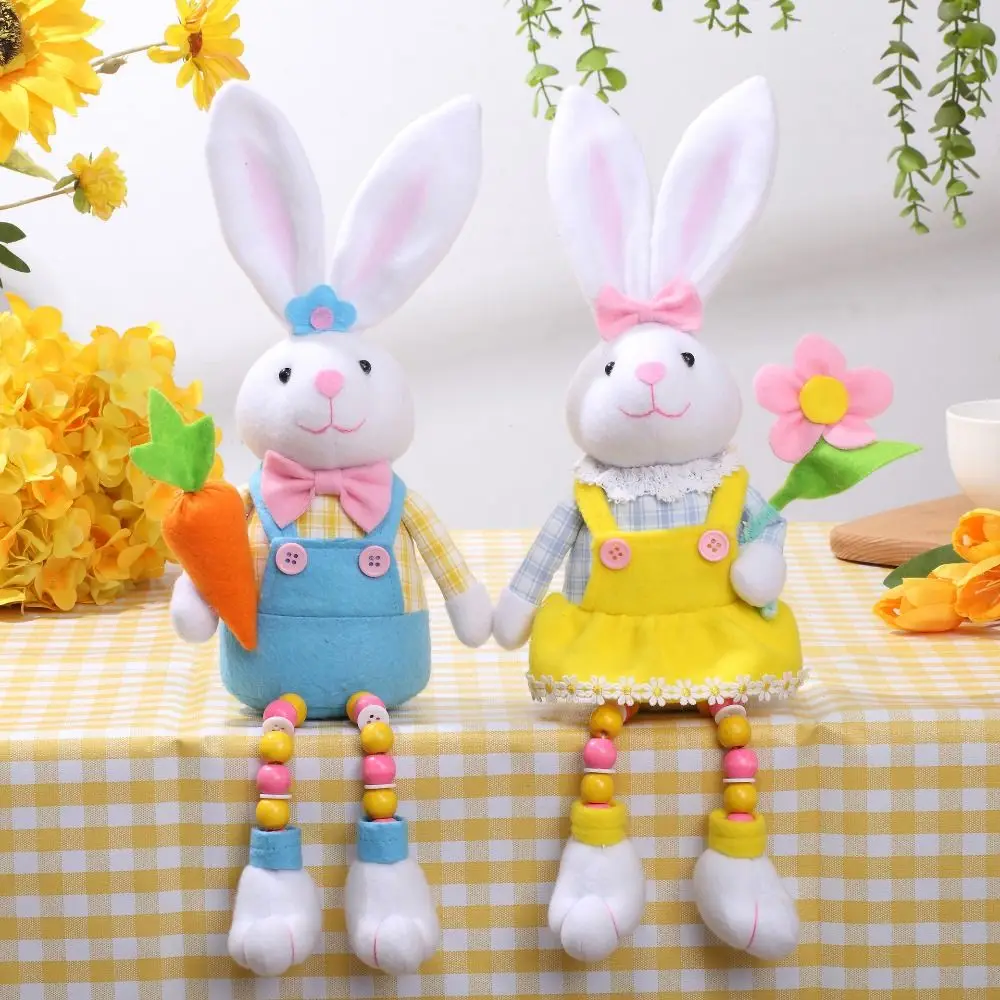 

Easter Day Cute White Grey Sitting Bunny Hugging Carrot Simulated Rabbit Doll Gifts For Kids 2023 Spring Easter Party Decor