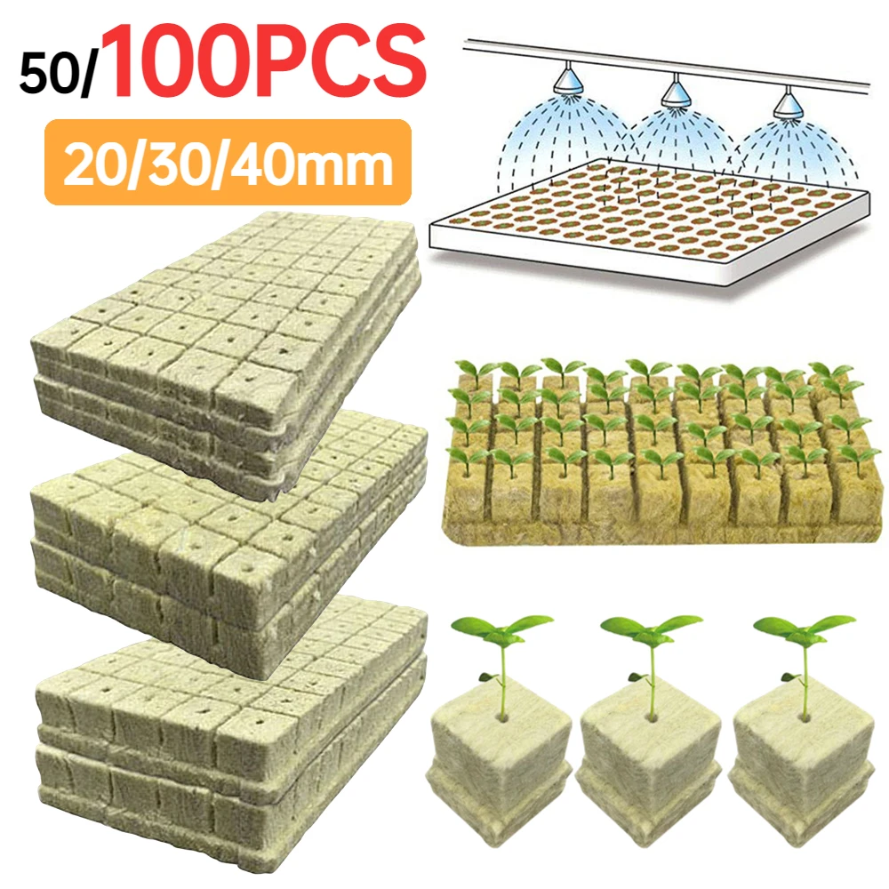 Rock wool Starter Plugs Rock wool Grow Cubes Wool Seed Starters Planting Cubes for Hydroponics Cuttings Plant Propagation For Hydroponic Grow Media Cubes Seed Starter Plugs Soilless Planting Substrate