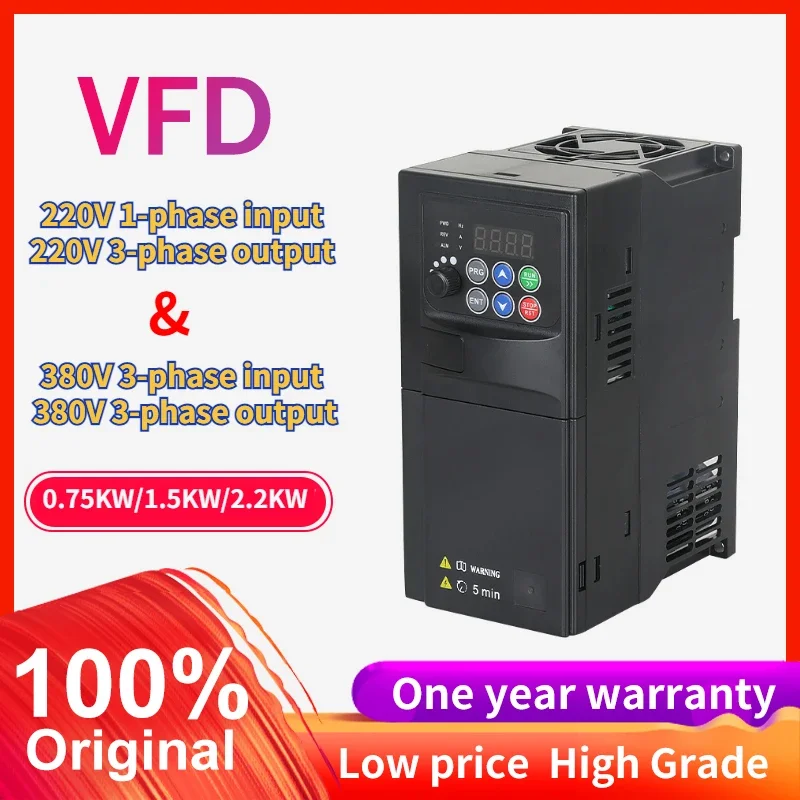 

VFD Inverter 0.75KW 1.5KW 2.2KW Frequency Inverter 1P-3P 220V or 3P-3P 380V Output Frequency Converter Variable Frequency Drive