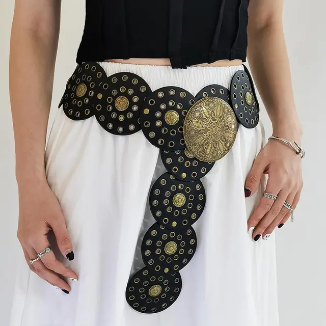 YeeHeen Ceinture Large à Disque Pour Femme - Ceinture En Cuir