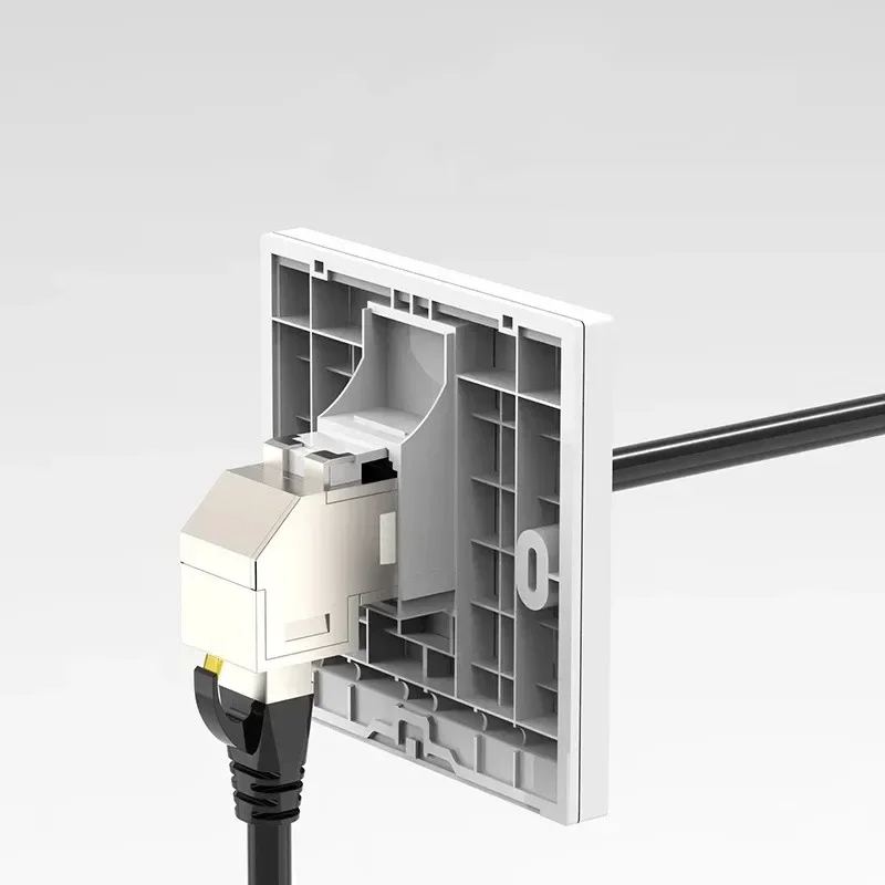 Cat 6A RJ45 커플러 90도 각도 차폐 RJ 45 암 분배기 키스톤 잭 어댑터 빈 패널 페이스 플레이트 월 플레이트