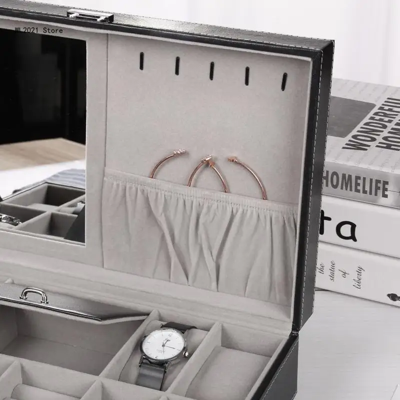 

Protable PU Leather Watches Display Collection for Case Jewelry Earrings Rings Necklace Storage Box