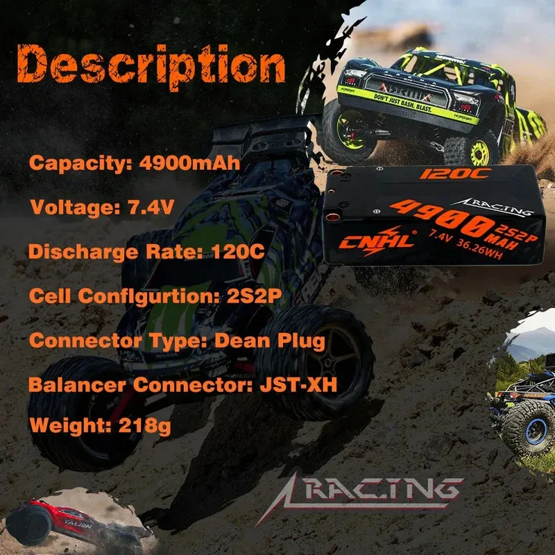 Lot 2S 4900mAh 120C LiPo Batterie RC Deans T - CNHL