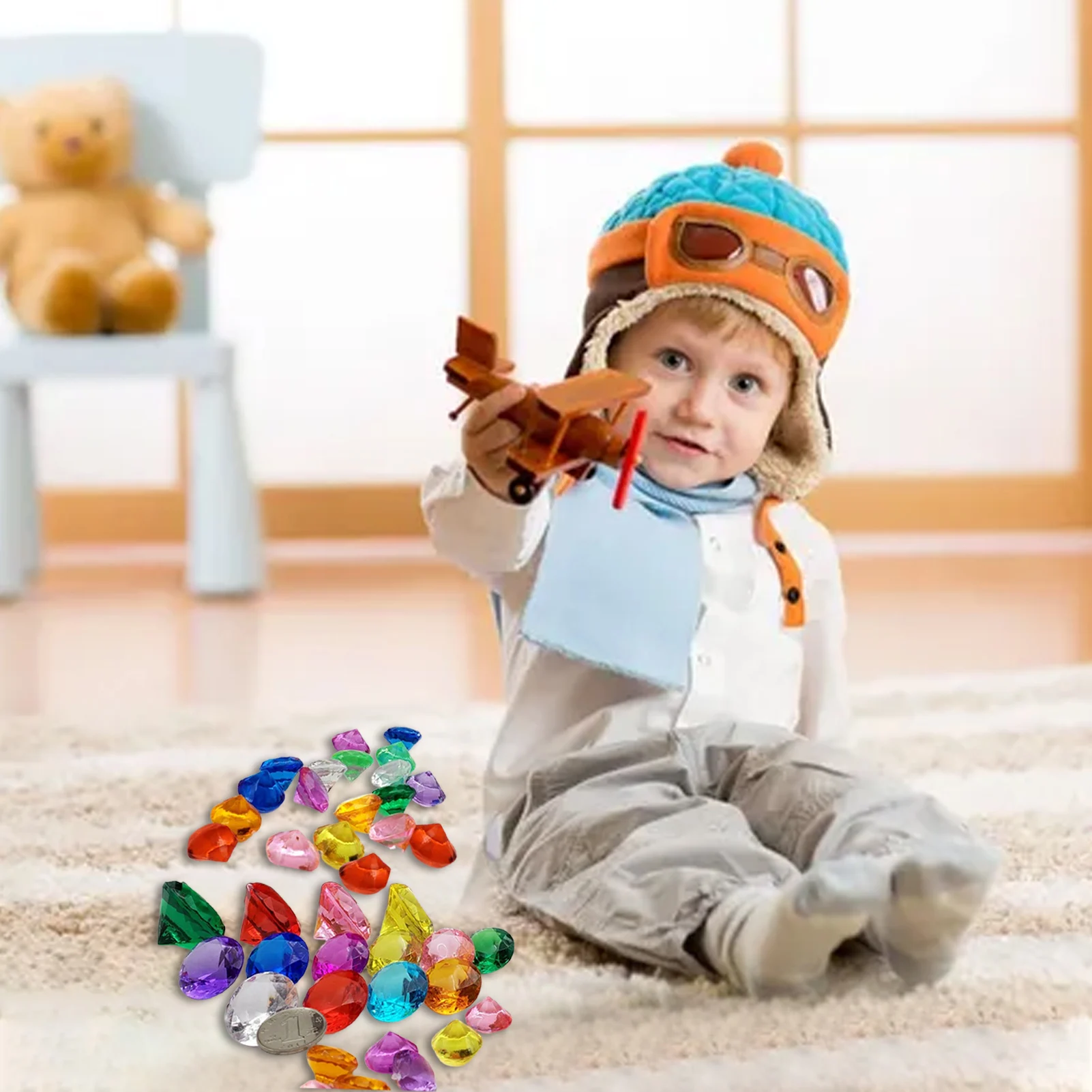 Kids Play House Toys Diamonds Set Pool Toys Summer Swimming Pool Diamonds Acrylic Gemstones Boy Girl Toys With Treasure Boxes 4