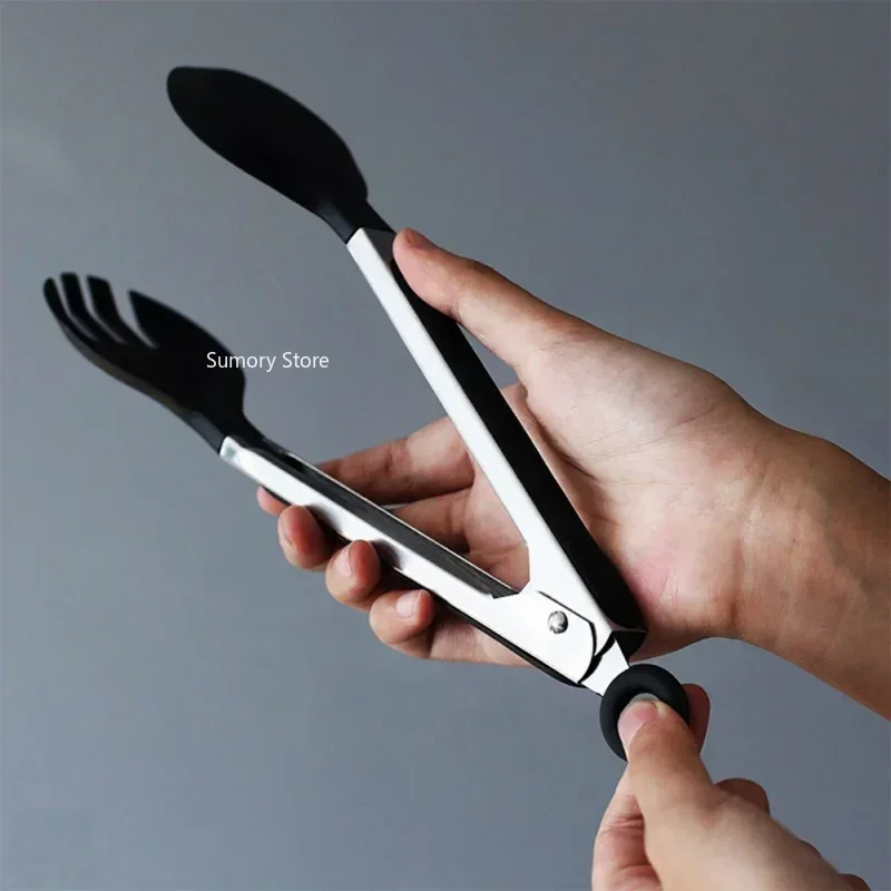 Kitchen Accessories Home Nylon Noodle Tongs Pasta Spaghetti Tongs Food Clips Stainless Steel Handle Cooking Utensils