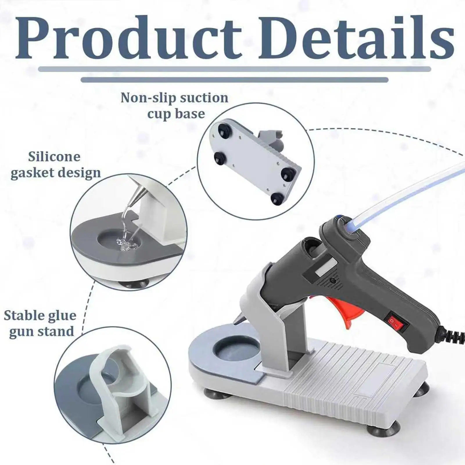 Heat Resistant Glue Gun Stand Non-Slip Anti Drip Universal Holder Support Base for Melting Glue Dispenser Arts Crafts DIY