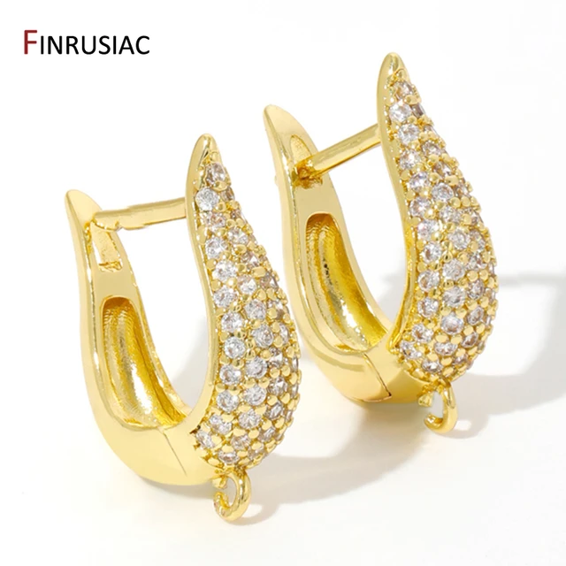 18k Gold Plated Zircon Basic Fixtures Earwire Fasteners Earring Hooks Clasps For DIY Women Earrings Making Supplies Accessories 2