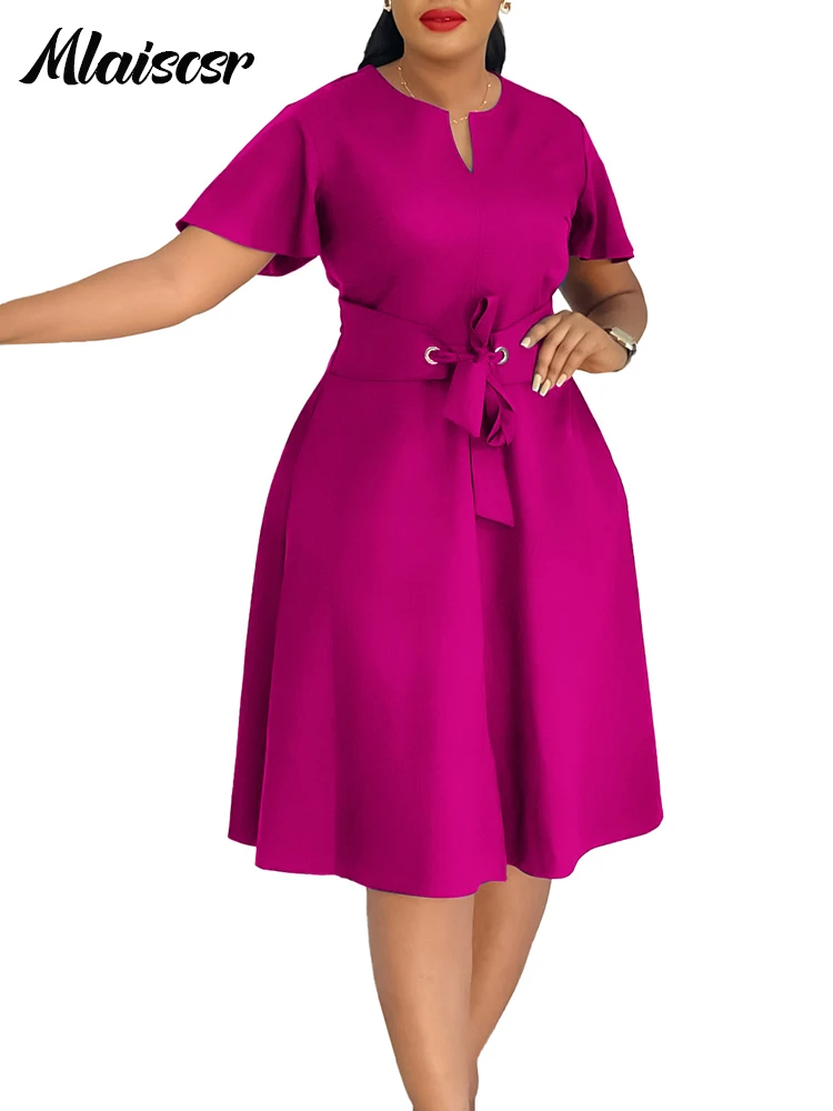 Mlaiscsr فساتين متوسطة الحجم للسيدات برقبة على شكل...