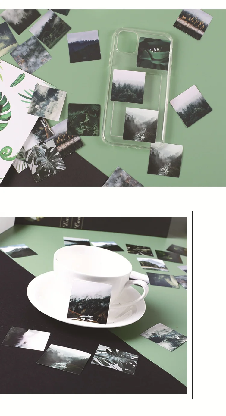 46pcs Misty Forest Decorative Stickers Scrapbooking Labels Diary Stationery Album Phone Ins Scenery Journal Planner Accessories