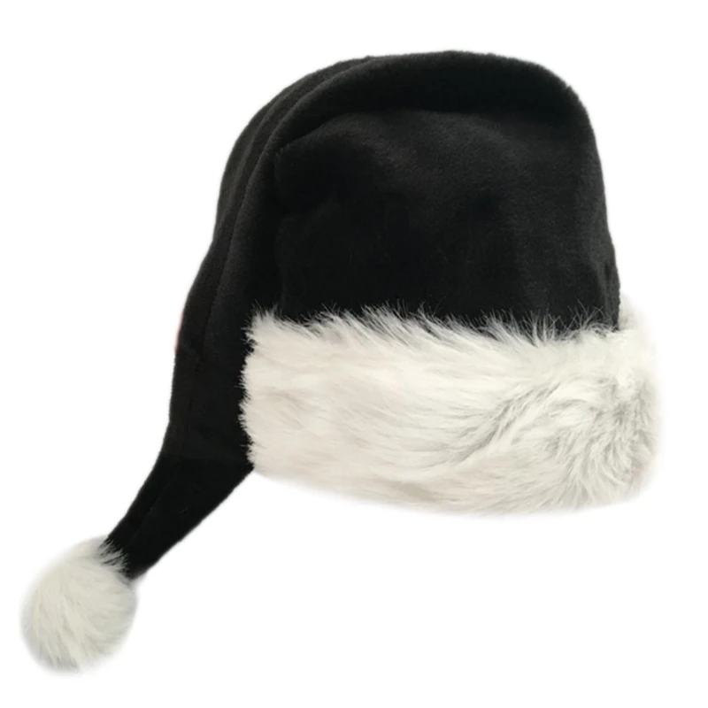

Black White Christmas Hat Xmas Santa Cap for Adult Holiday Party Decor