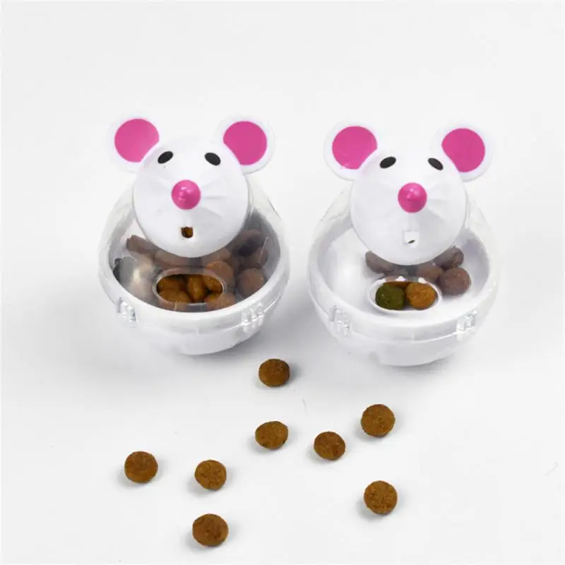 

Pet Toy Food Leakage Tumbler Feeder Treat Ball Cute Little Mouse Toys Interactive Toy for Cat Food Slow Feeding Supplies