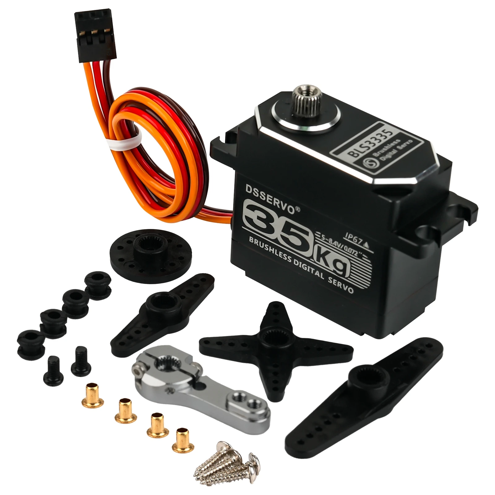 DSSERVO Digital Servo 7.4V High Speed Brushless Motor Servo 35kg 180/270/360 IP67 All Metal for 1:8 1:10 1:12 RC Car Robot