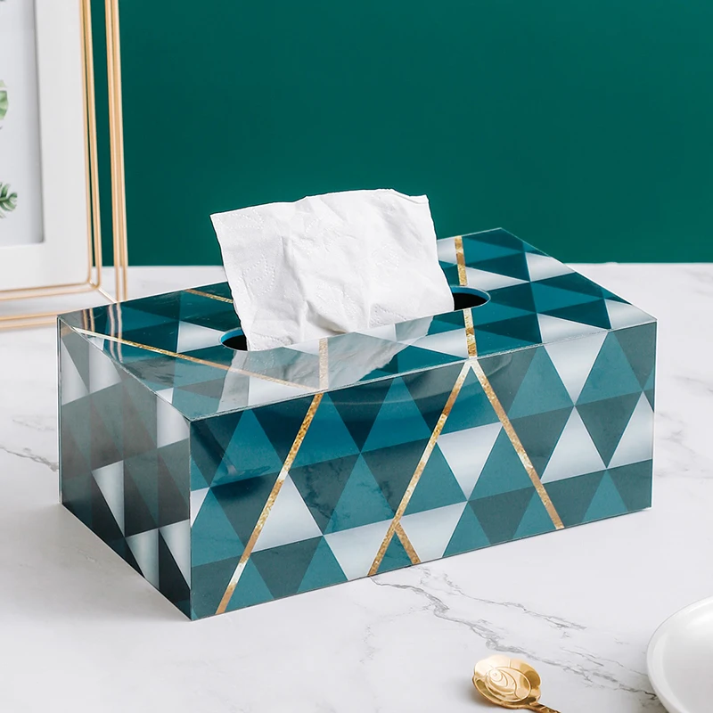 mDesign Metal Tissue Box Cover, Rectangular Holder for Storage - Marble