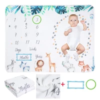 Ylsteed Baby Monthly Milestone Blanket Fleece Photography Background Prop for Boy Girl Lion Animal Rabbit Print Shooting Blanket 1