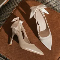 2024 Spring And Summer New White Pointy High Heels Ladies Thin Heel Single Shoes Butterfly Wedding Shoes Small Bride Shoes - Image 4