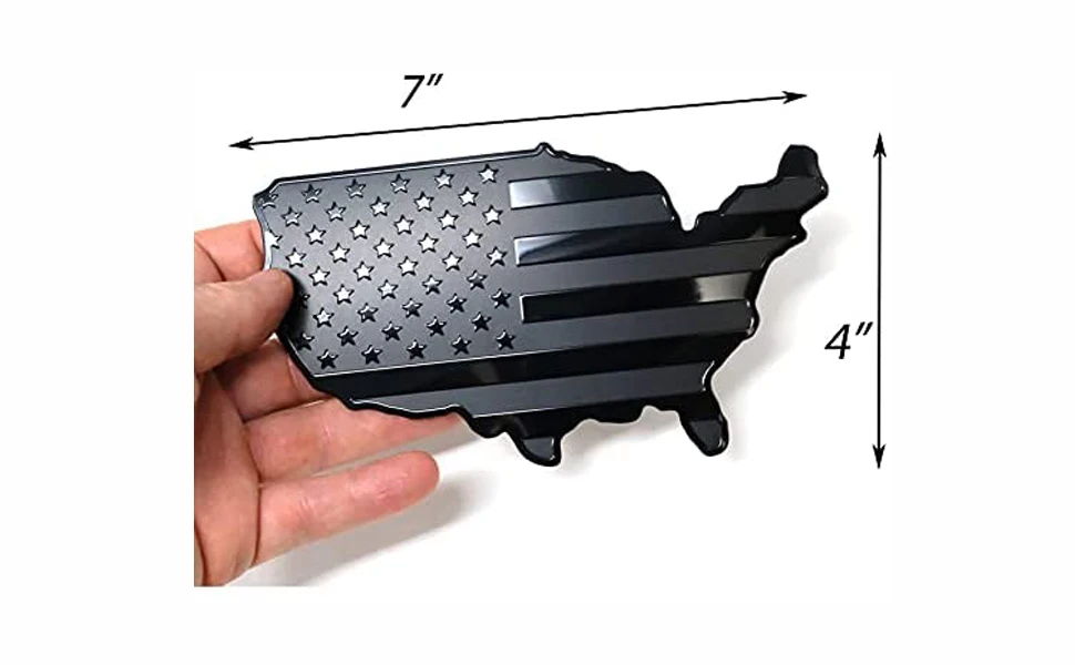USA Black Flag Map Auto Fender Emblem for Cars Trucks Laptop Wall (Black, 7"x4")
