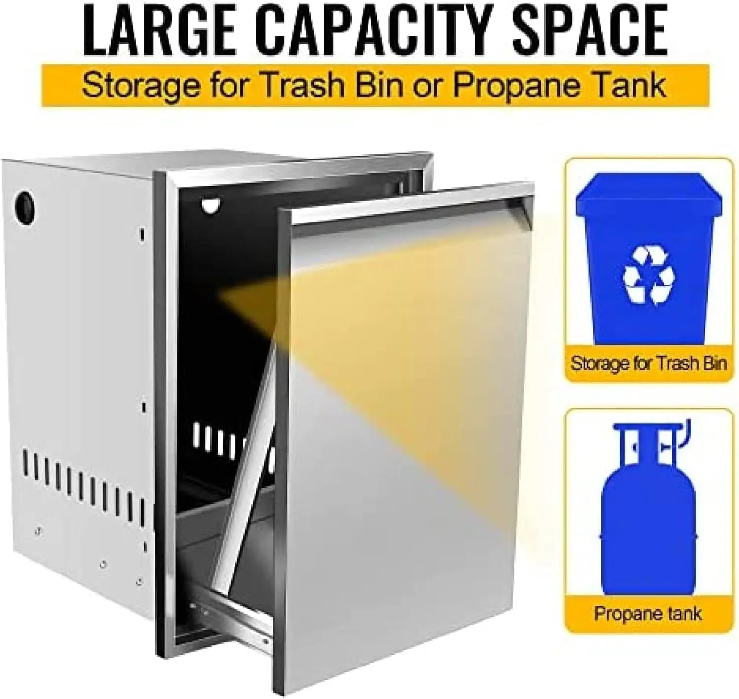 Trash Drawer Built-in Pull-Out Tray Stainless Steel Trash Drawer Storage Trash Bin(10 Gallons)(Not Included) for Outdoor Kitchen 3