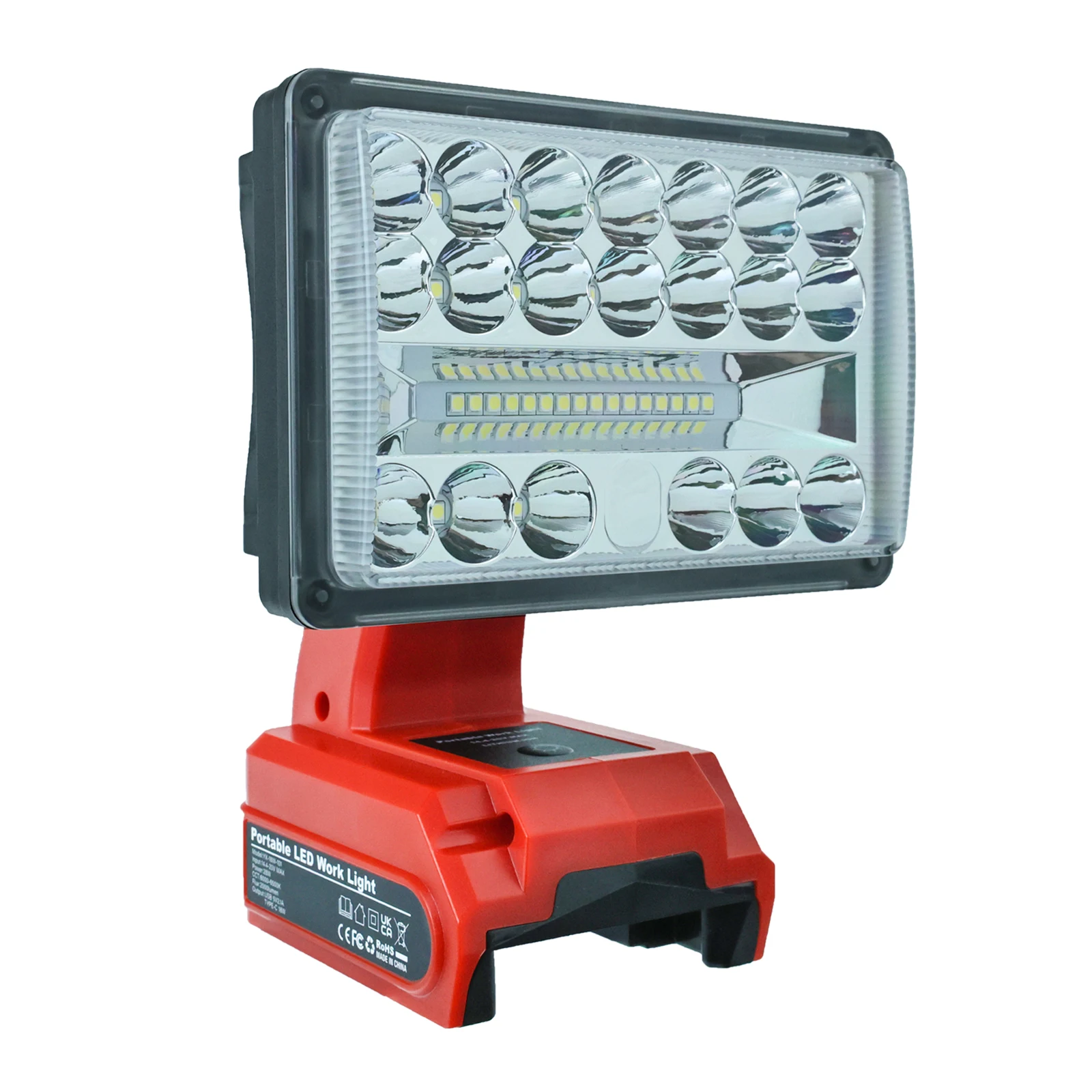 28W 2000LM LED Work Light for Milwaukee 14.4-20V Li-ion Battery Lamp Flashlight Outdoor Emergency Lighting with USB Type-C Port