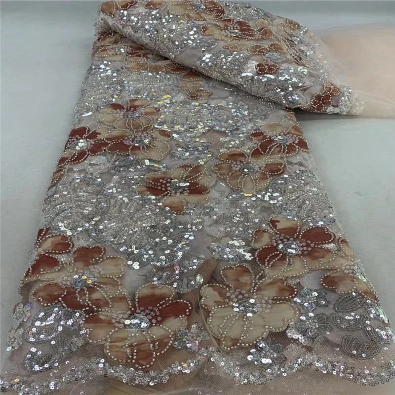 New design fashion style bling bling net lace bead and sequins lady party 5 yards