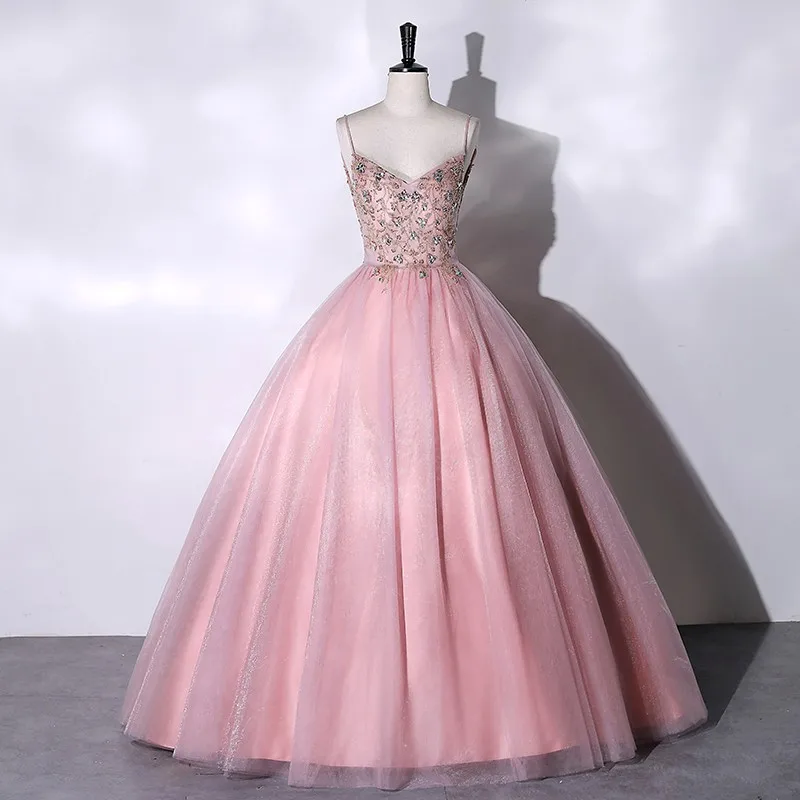 Nowa sukienka na imprezę proste sukienki Quinceanera luksusowe frezowanie sukienka na studniówkę elegancka suknia z dekoltem w szpic suknie z rzeczywistym zdjęciem szata De Bal