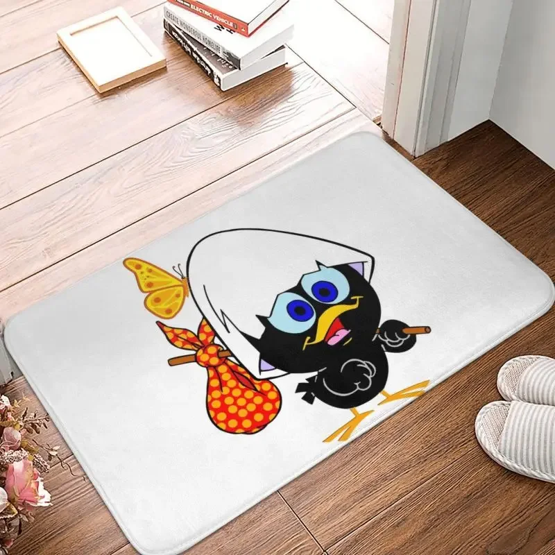 Calimero Black Chiken Door Floor Bath Kitchen Mats Antiscivolo Outdoor Comic Zerbino Soggiorno Ingresso Tappeto Tappeto Footpad