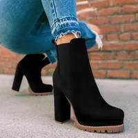 2023Women Shoes Ankle Boots Woman Sexy High Heels Pattern Chunky Heel Shoes Ladies  Female Open Toe Women's Sude Boots - Image 2