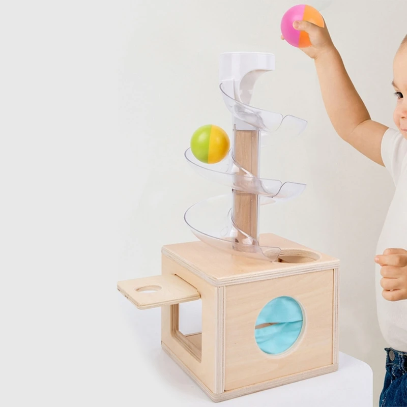 

Baby Montessori Wooden Box Toy Wooden Sliding Balls Marble Run Toy Sensory Learning Box Toddler Fine Motor Skill Dropship