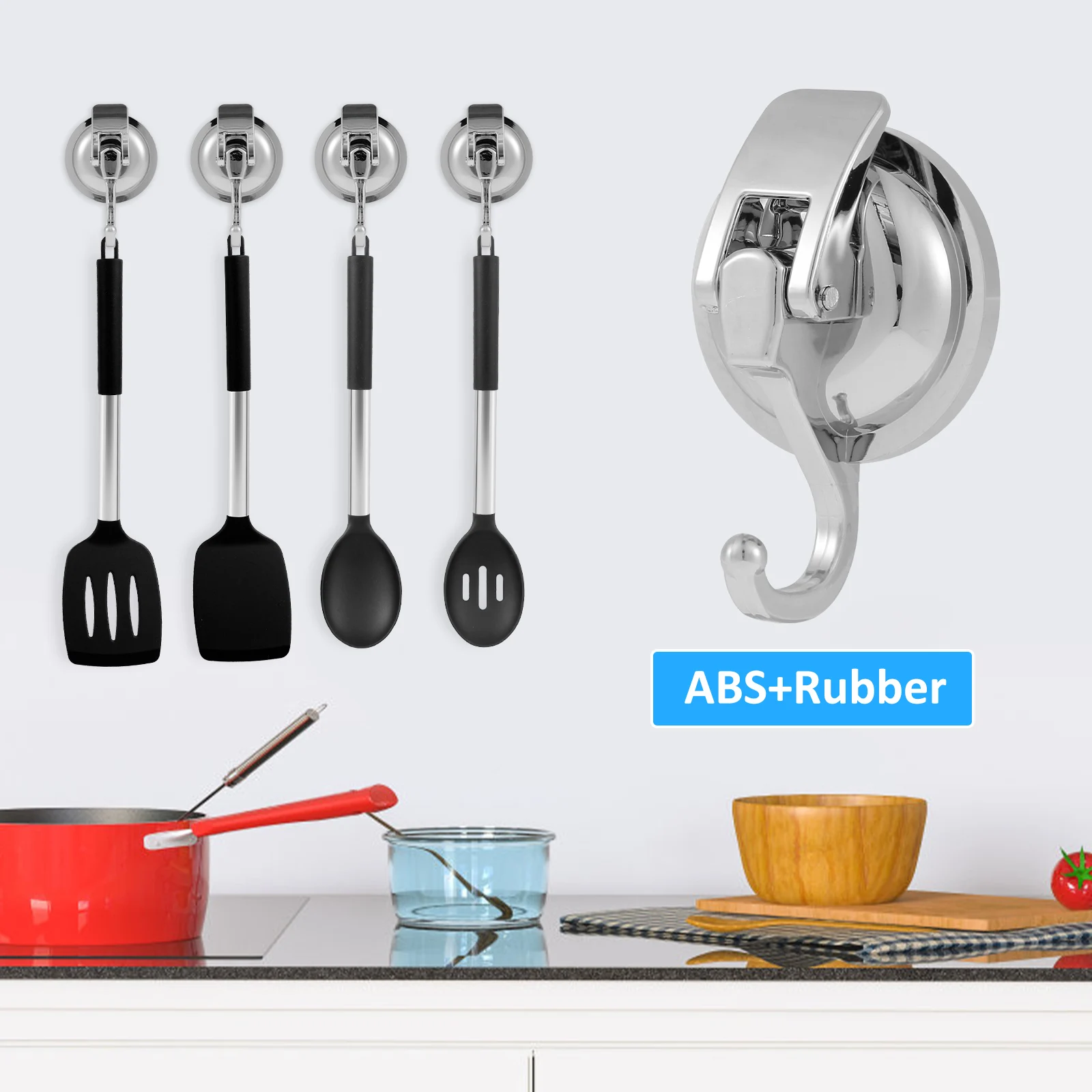 2/4Pcs Suction Cup Hook 15LB Super Suction Wall Hook No Drilling Vacuum Robe Clothes Towel Hook for Kitchen Bathroom Restroom