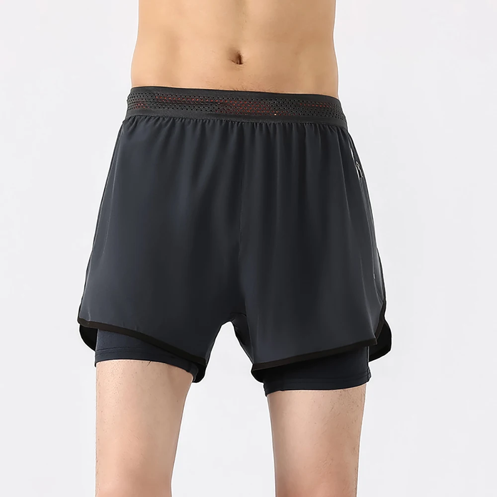 2-in-1 Running Shorts Men's Summer New Quick Drying Breathable Active Training Exercise Jogging Cycling Loose-Fit Shorts