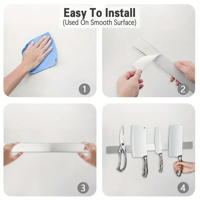 Professional Magnetic Strip สแตนเลสสตีลมีดแม่เหล็กผู้ถือ Rack มีดครัวชั้นวางบาร์ 30 40 50 ซม.อุปกรณ์ครัว 6