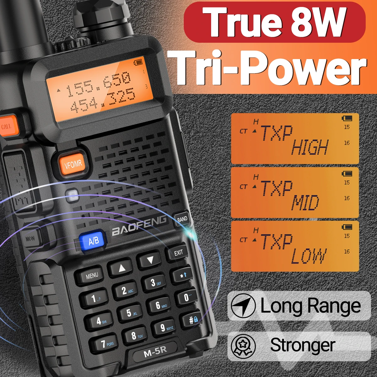 Baofeng M-5R 8W 5W Walkie Talkie Wireless Copy Frequency Type-C Long Range Tri Power Upgraded of UV-5R UV-K6 Ham Two Way Radio 6