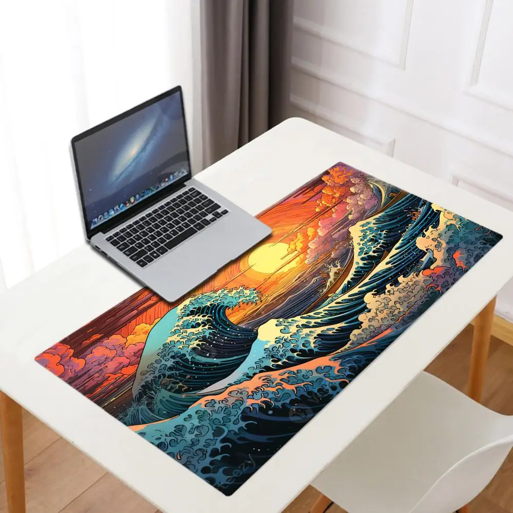 

Xxl Mice Mat 900x400mm For Computer Large Size Mousepad Natural Rubber Table Mat Japan Great Wave Soft Carpet Gaming Accessories