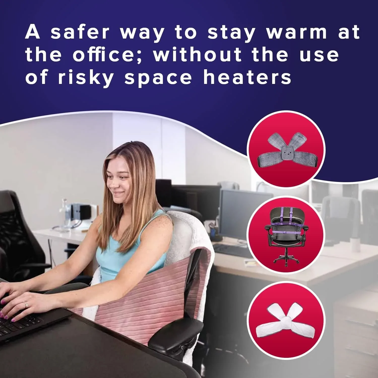 Office chair blanket; Packaging accessories for convenient heating and hands-free use. Stay warm in winter or summer. 4